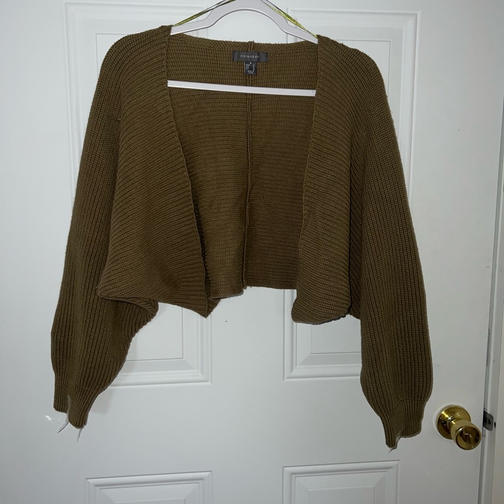 Olive green cropped cardigan